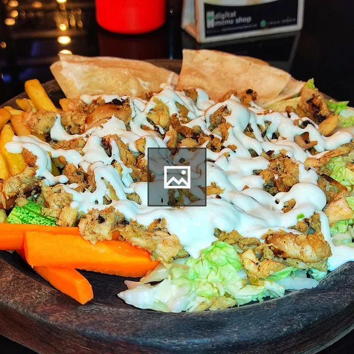 Shawarma on wooden platter