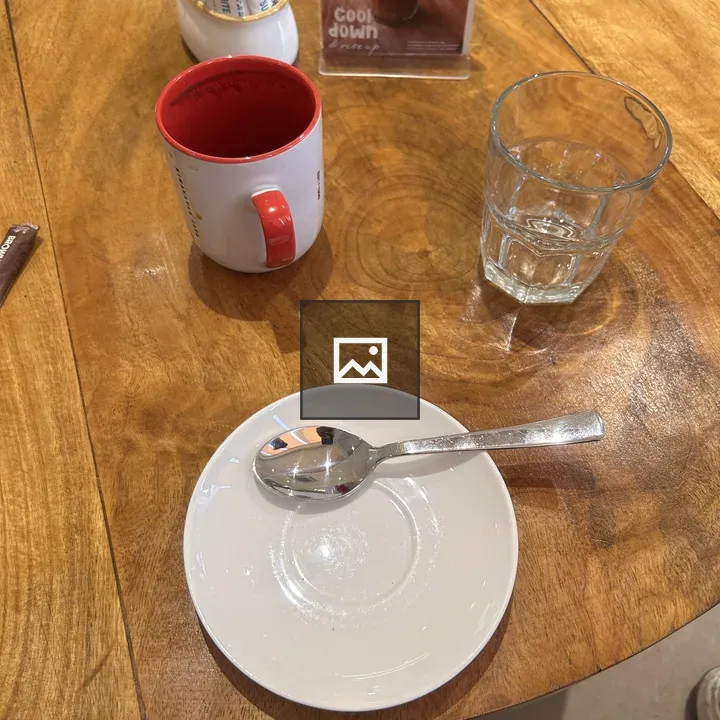 Wooden Table with Mug and Coffee Card