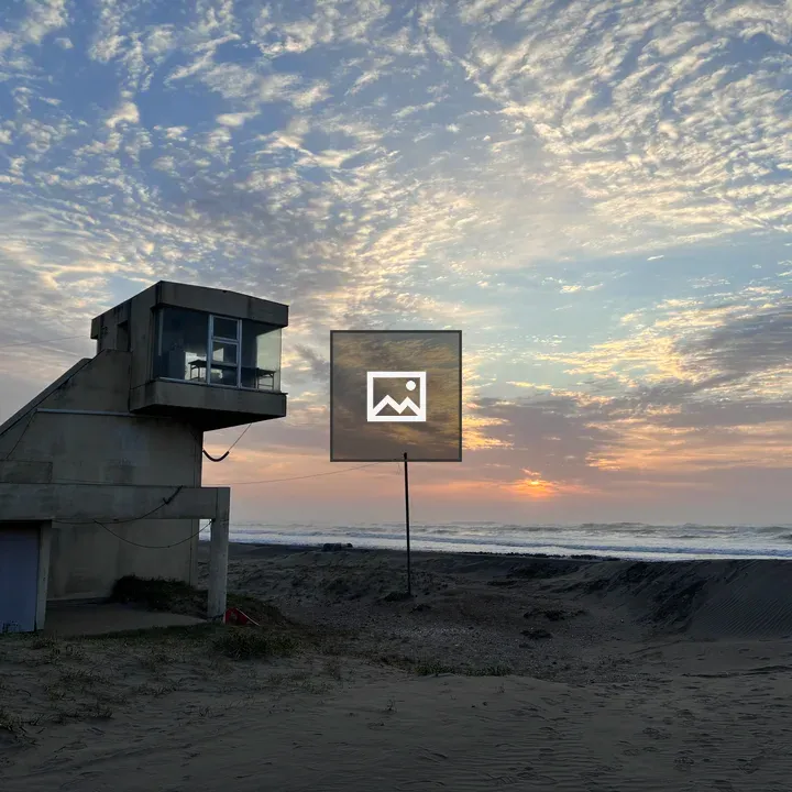 Modern angular building by coast