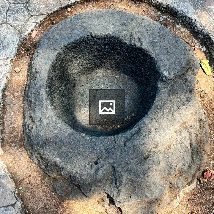 Stone bowl in courtyard
