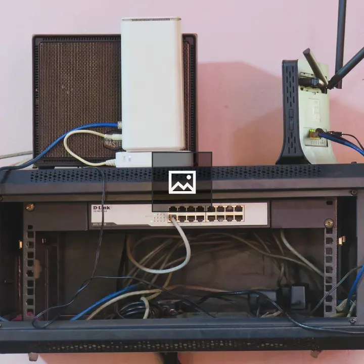 Network rack with switches and router