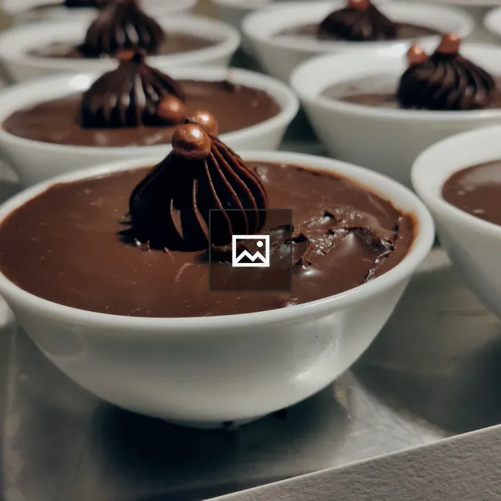 Dark chocolate mousse in white dish