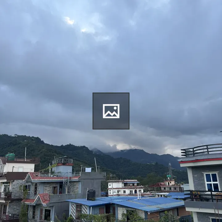 Hilly landscape with colorful rooftops