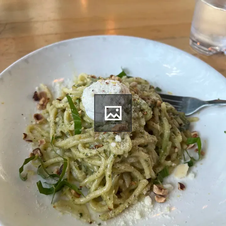Pasta with white sauce plate