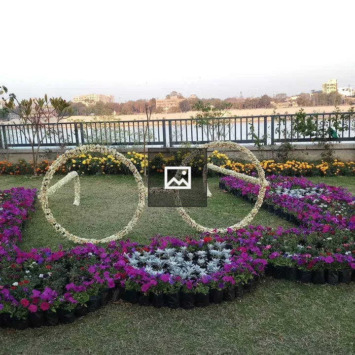 Floral glasses installation on lawn