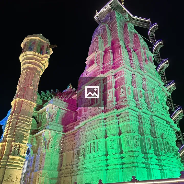 Temple with Lights at Night