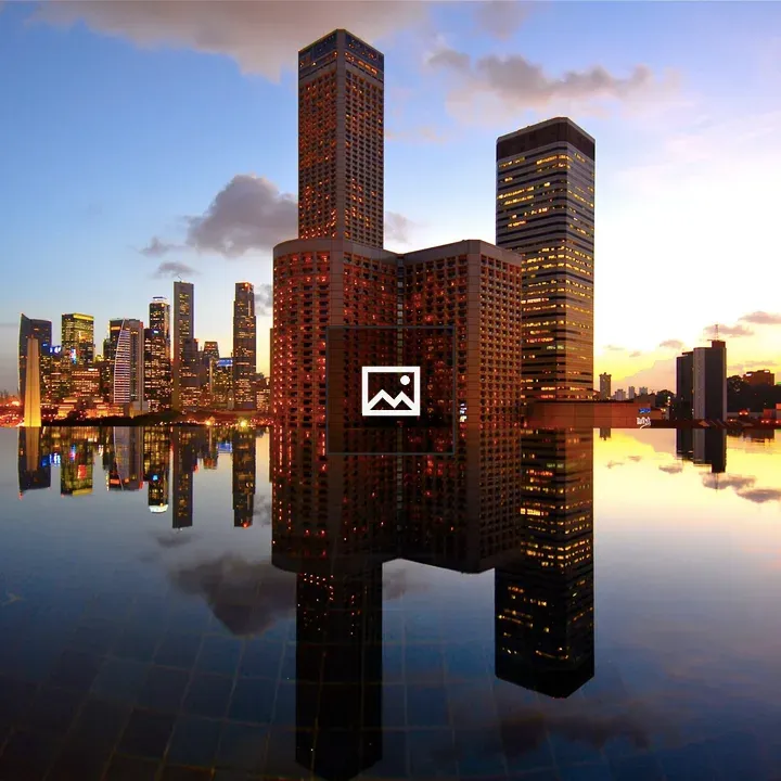 Singapore skyline over infinity pool