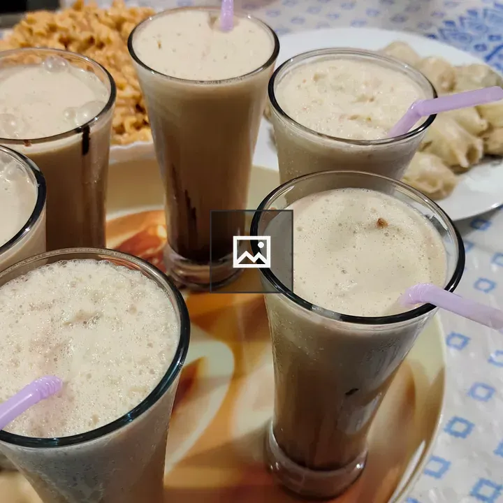 Assortment of drinks on a tray