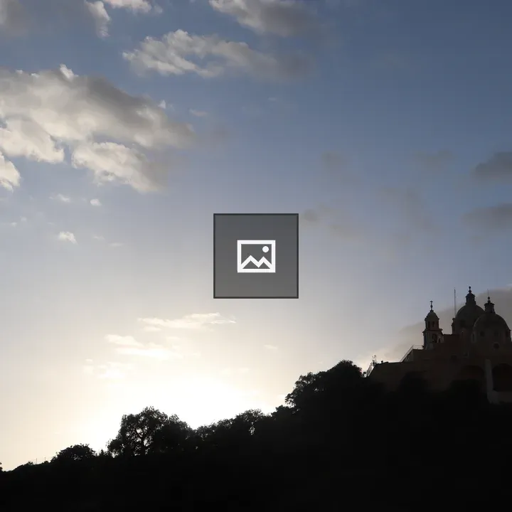 Sunset over Cholula skyline