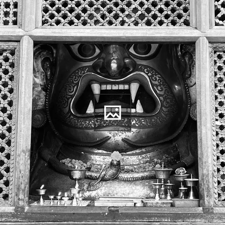 Fierce deity statue portrait
