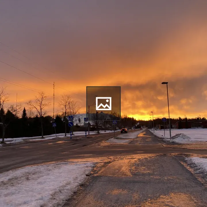 Snowy Street at Sunset