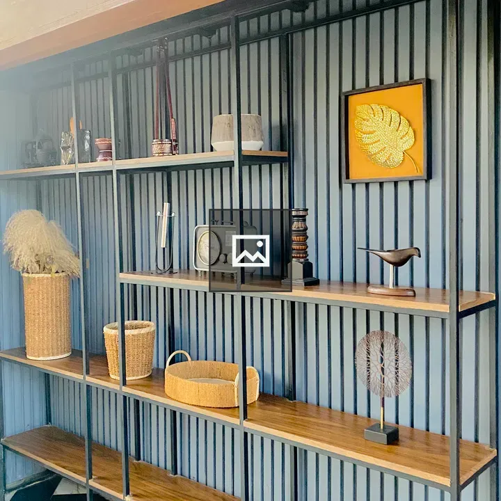 Modern shelf with decorative items