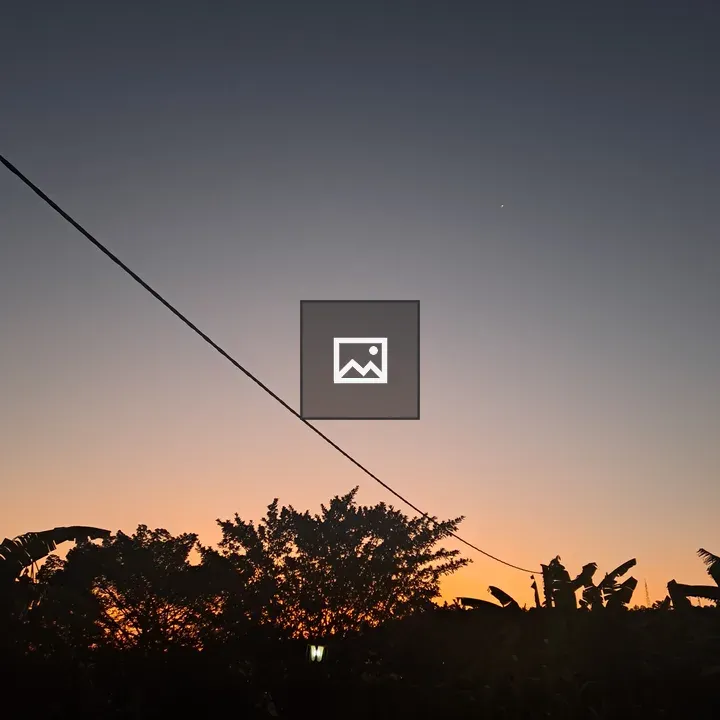 Sunrise with Moon, Star, and Trees
