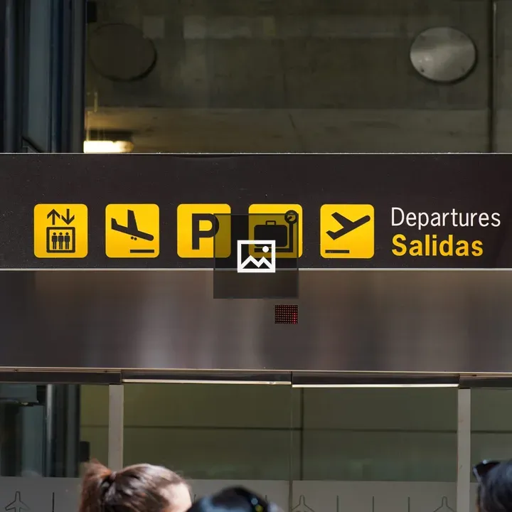 Airport signboard with directions