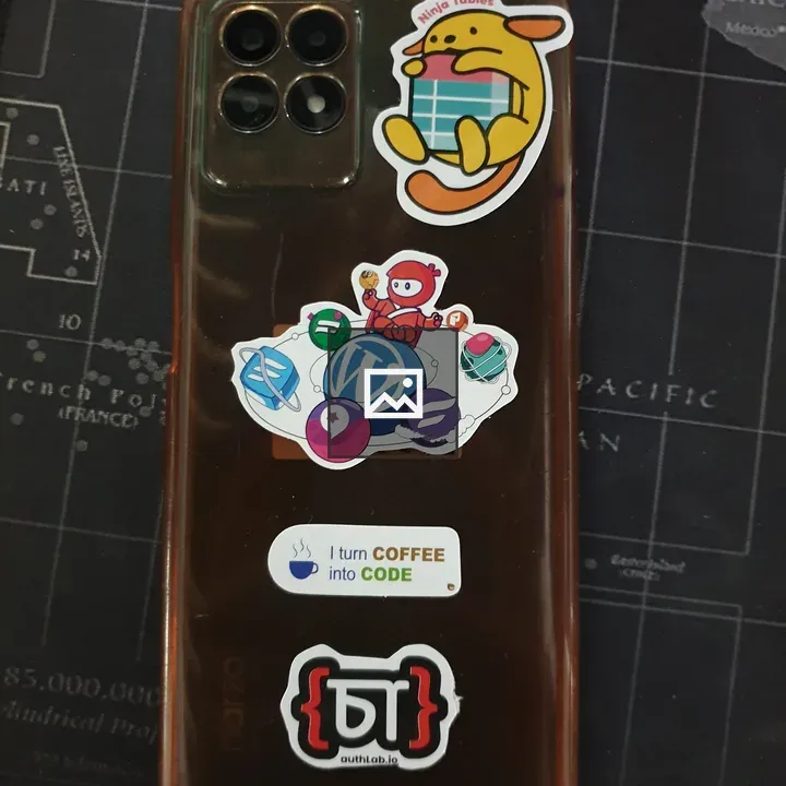 Wappu sticker on phone back