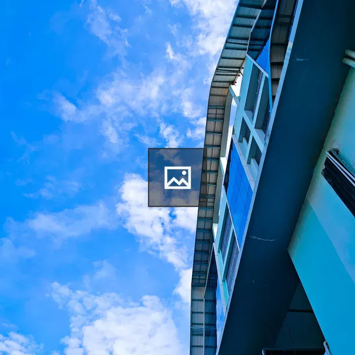 Side view of blue building