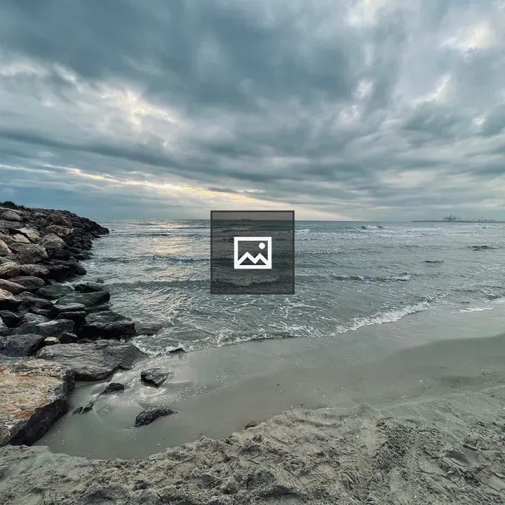 Rocky breakwater and ocean scene