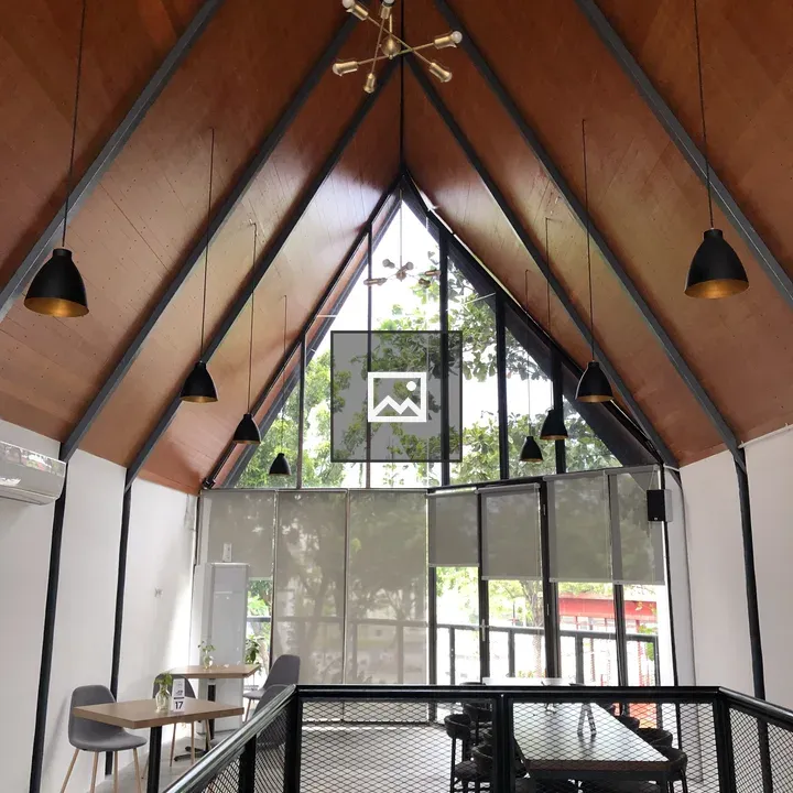 Modern interior with wooden ceiling