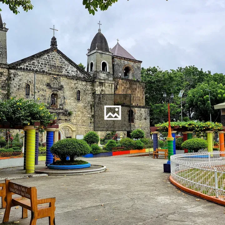 Historic stone church with towers