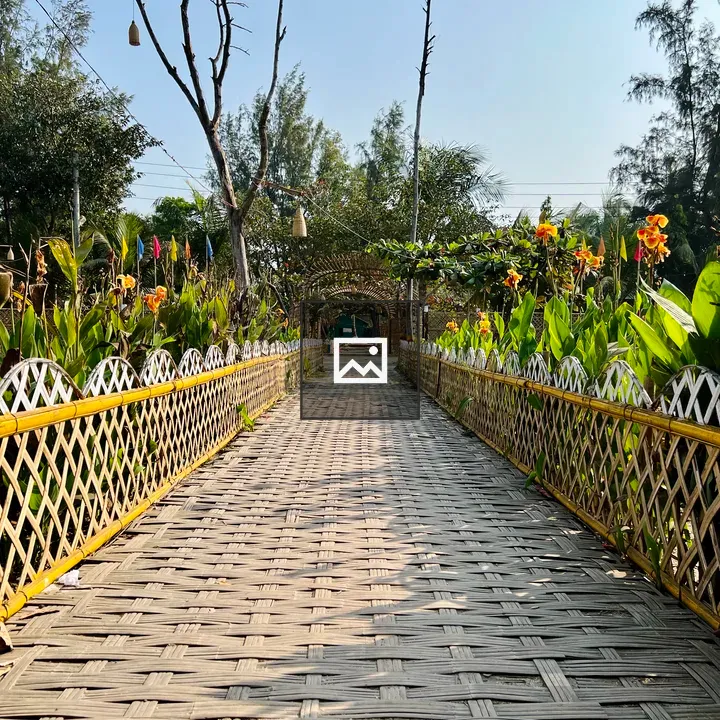 Narrow Bamboo Pathway in Garden