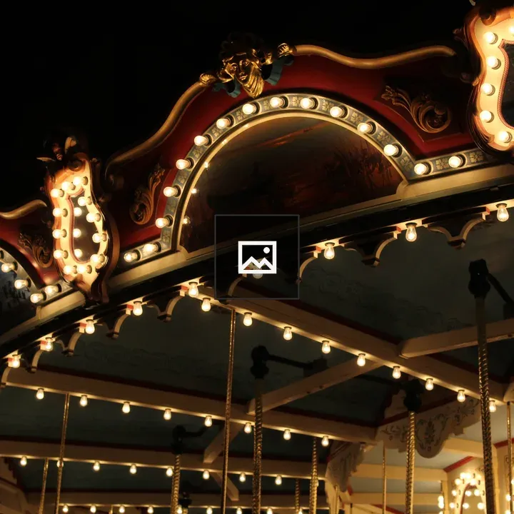 Lit carousel at night