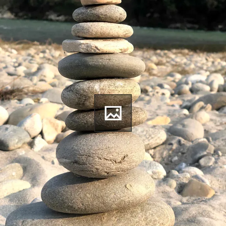 Stacked Stones on Riverbed