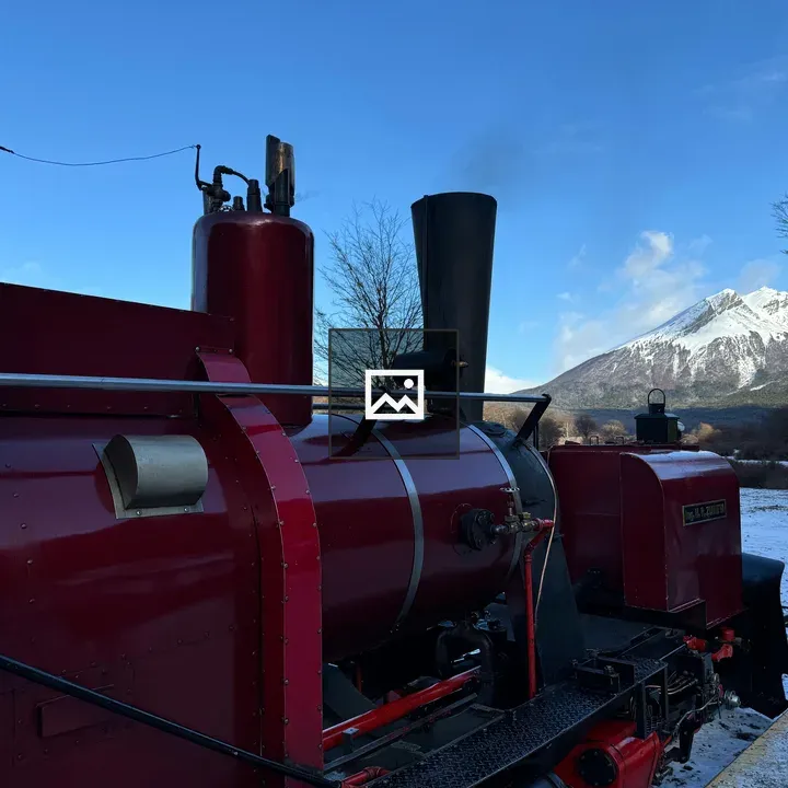 Vintage red steam locomotive