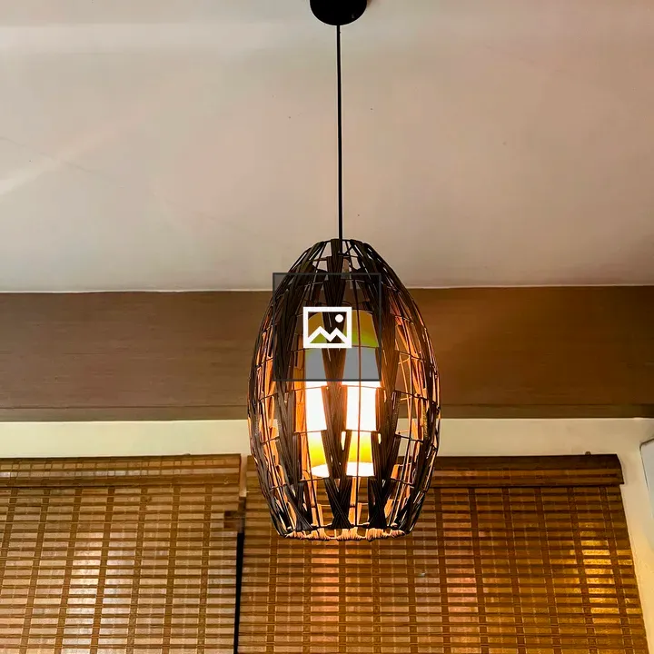 Oval wicker pendant light