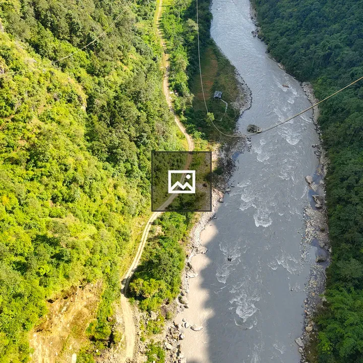 Aerial View of River and Hills