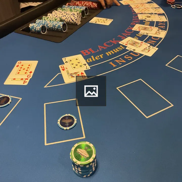 Blackjack table in a casino interior