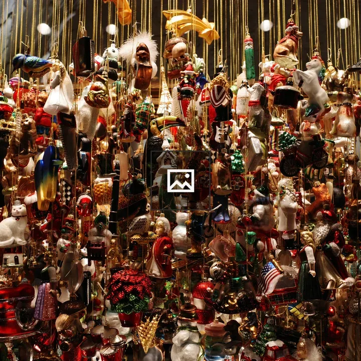 Christmas ornaments on strings