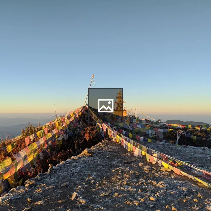 Mountain landscape with prayer flags