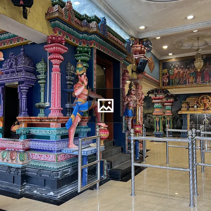 Temple entrance with blue walls