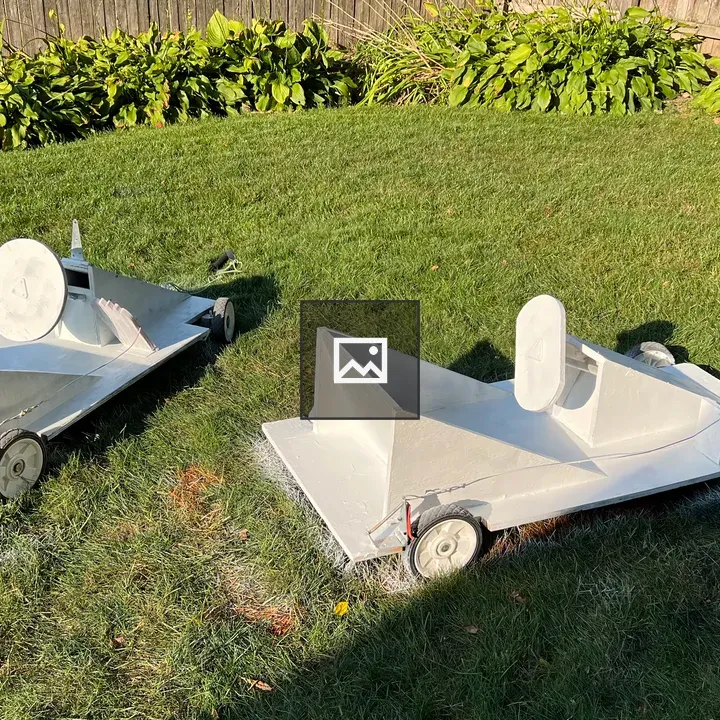 Two handmade soapbox derby cards