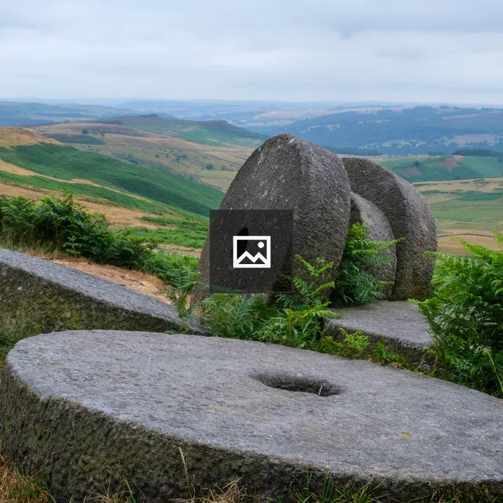 Landscape with stone disks in Peak District