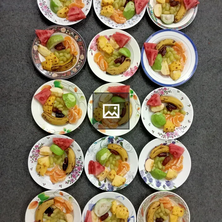 Assorted fruits on plates