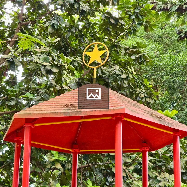 Red gazebo with yellow star