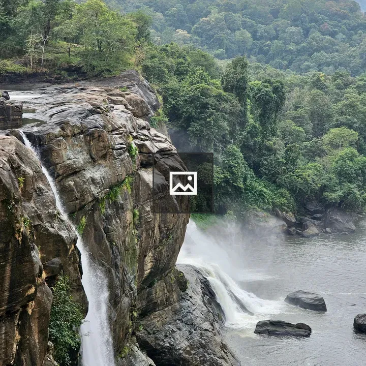 Side view of Athirappilly Falls
