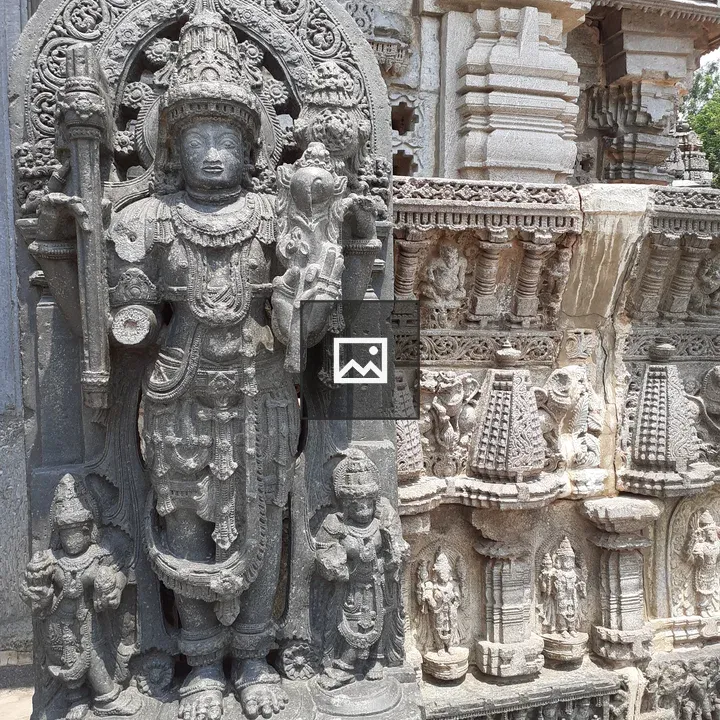 Ornate sculpture on temple facade