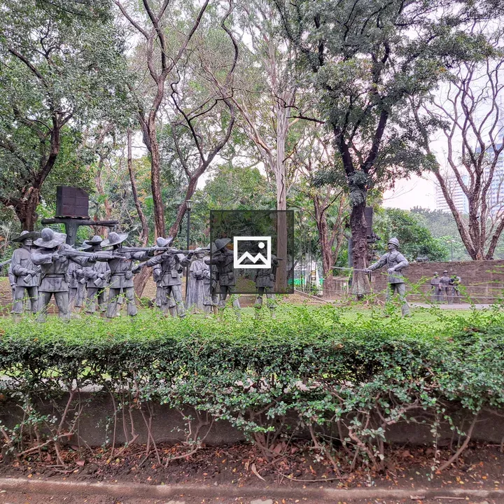 Group of metallic sculptures in park