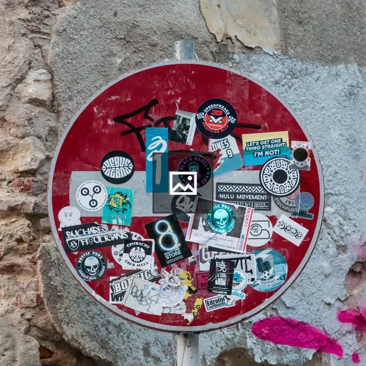 Traffic sign with stickers