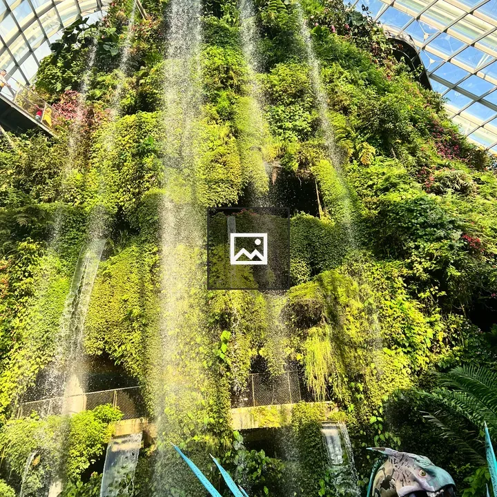 Indoor waterfall at Gardens by the Bay