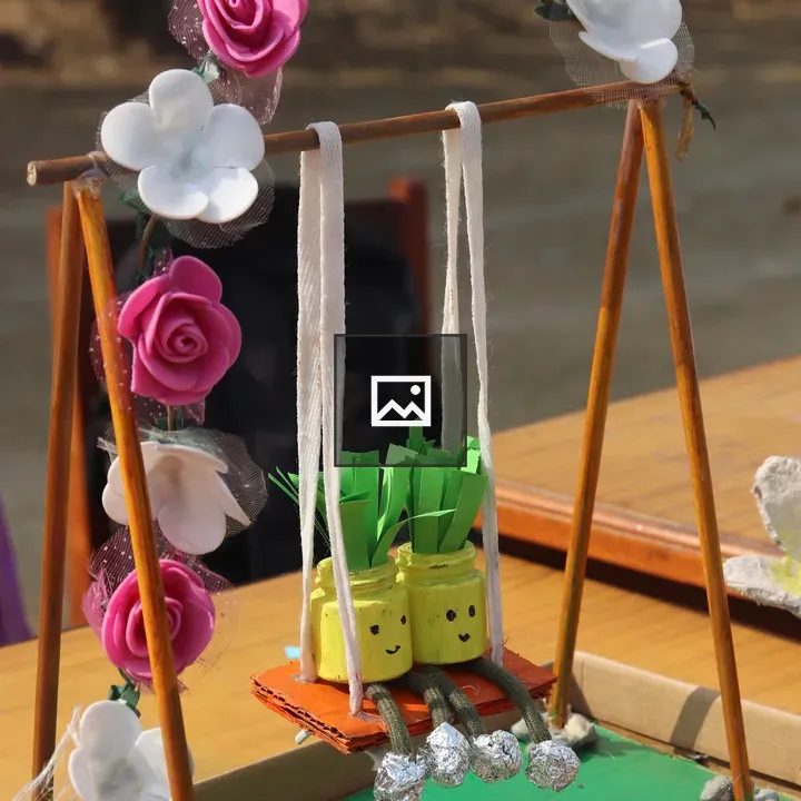 Colorful bamboo swing display