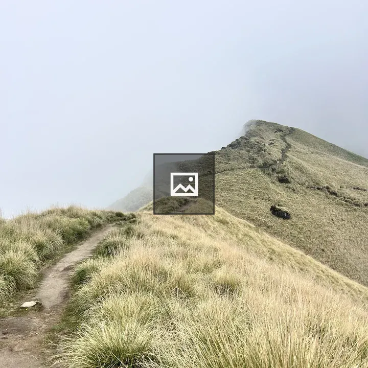 Narrow Trekking Path in Fog