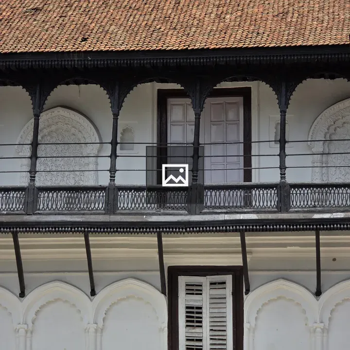 Historic building façade with balcony