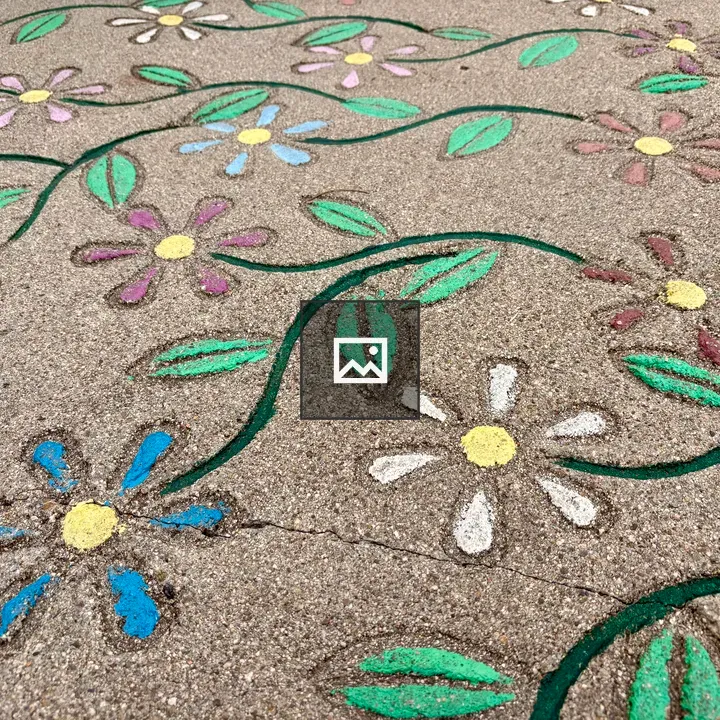 Painted Flower Designs on Concrete