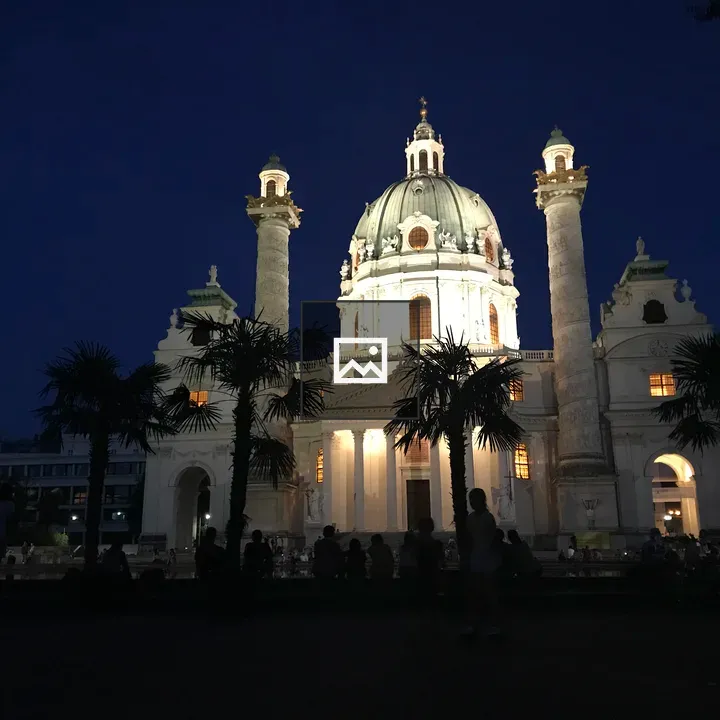Church view at night in Vienna