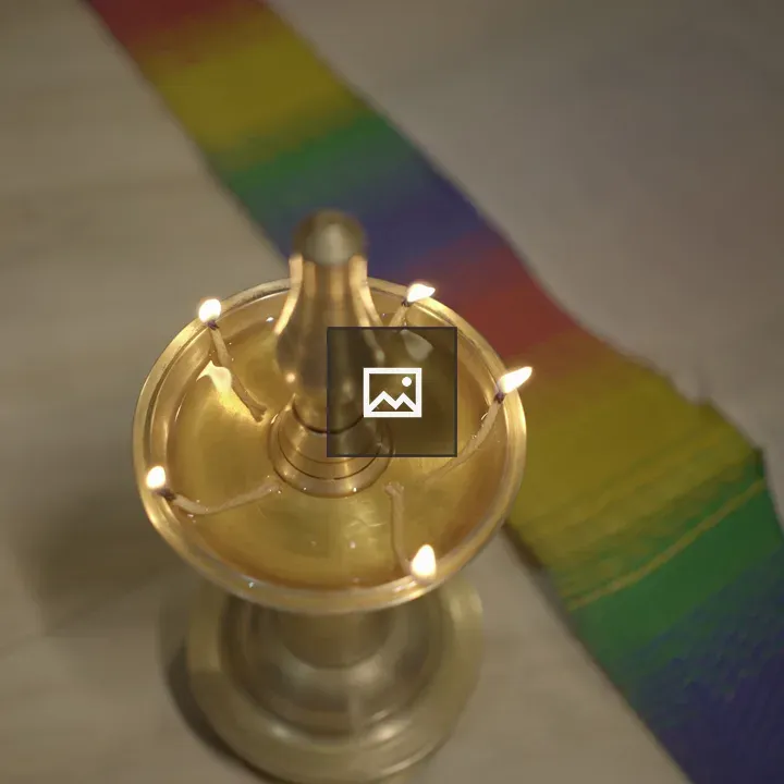 Brass Oil Lamp with Lit Wicks