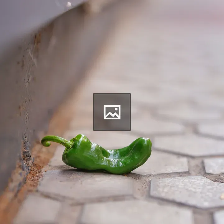 Green pepper on cobblestones