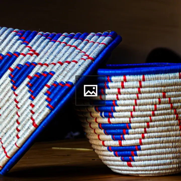 Traditional handwoven basket with lid